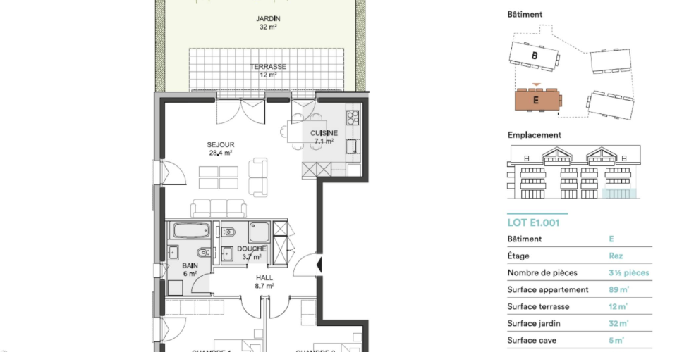 3.5 pièces neuf avec terrasse et jardin privatif - Appartement 3.5 pièces - image - 5