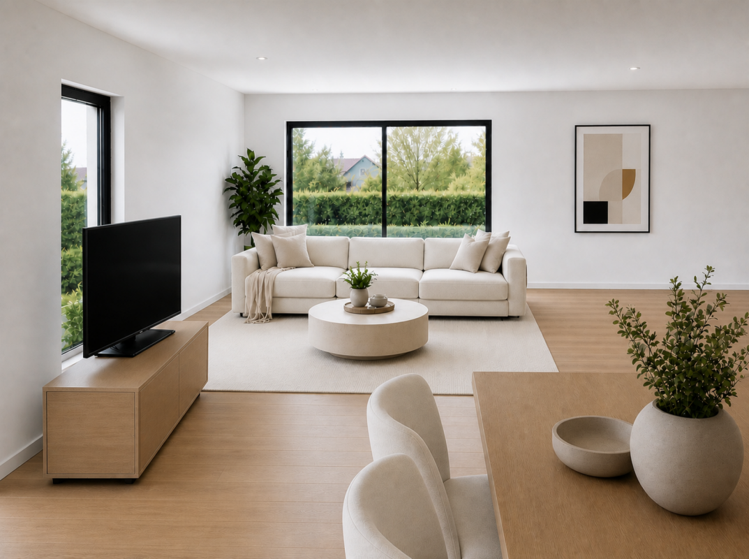 Neubau mit Tiefgarage in Hunzenschwil - Wohnzimmer - Haus A