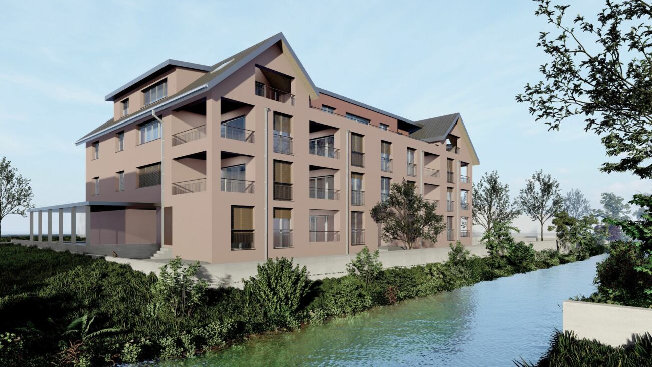 Neubau: 4.5-Zimmer-Attikawohnung in Oberurnen mit atemberaubendem Panorama-Blick - Visualisierung Aussenfoto Süd-Ost