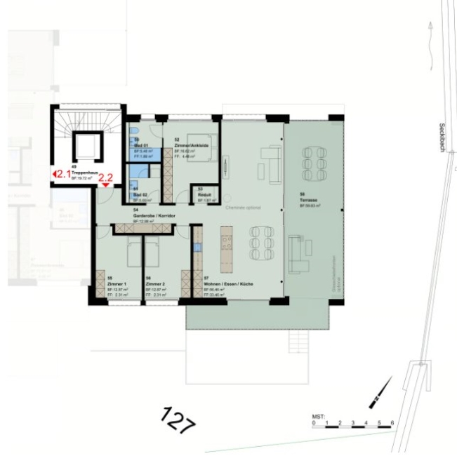 Neubauprojekt 4.5-Zimmer-Obergeschosswohnung in Untereggen -  Bild 9