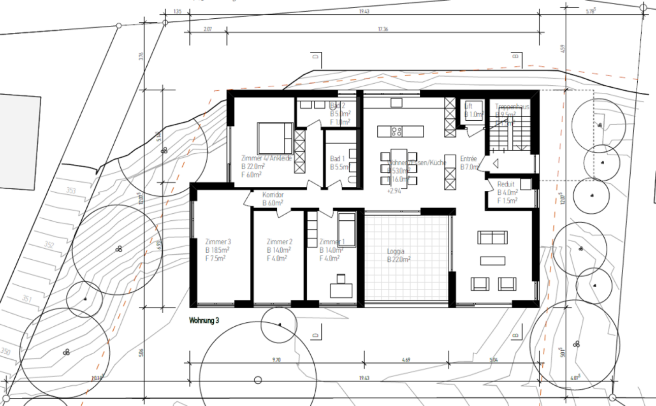 MFH Sonnenrain (5.5-Zimmer Wohnung, 1. OG) - Grundriss 5.5-ZiWo, 1. OG