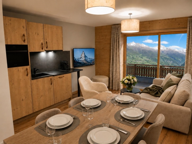 Wunderschöne 4,5-Zimmer-Wohnung mit direktem Zugang zu den Skipisten in einer Hotelresidenz -  Bild 1