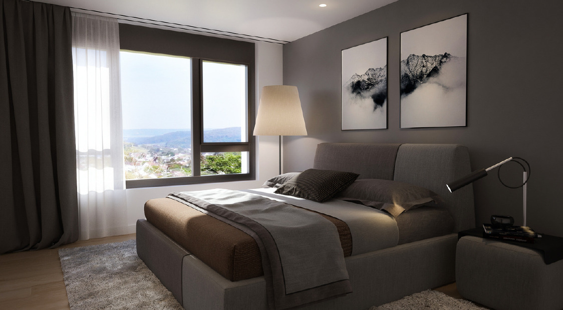 Neubauprojekt Cube: Exklusive Attikawohnung - Schlafzimmer Visualisierung