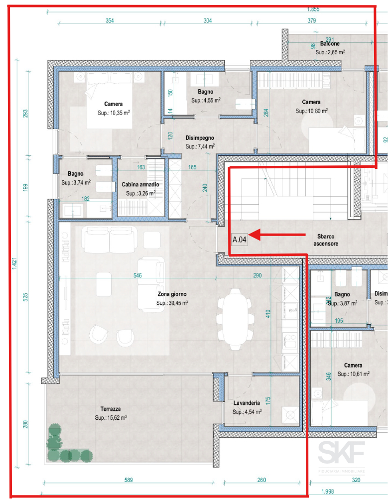 BELLINZONA - VENDESI NUOVO 3.5 LOCALI CON AMPIA TERRAZZA - Planimetria