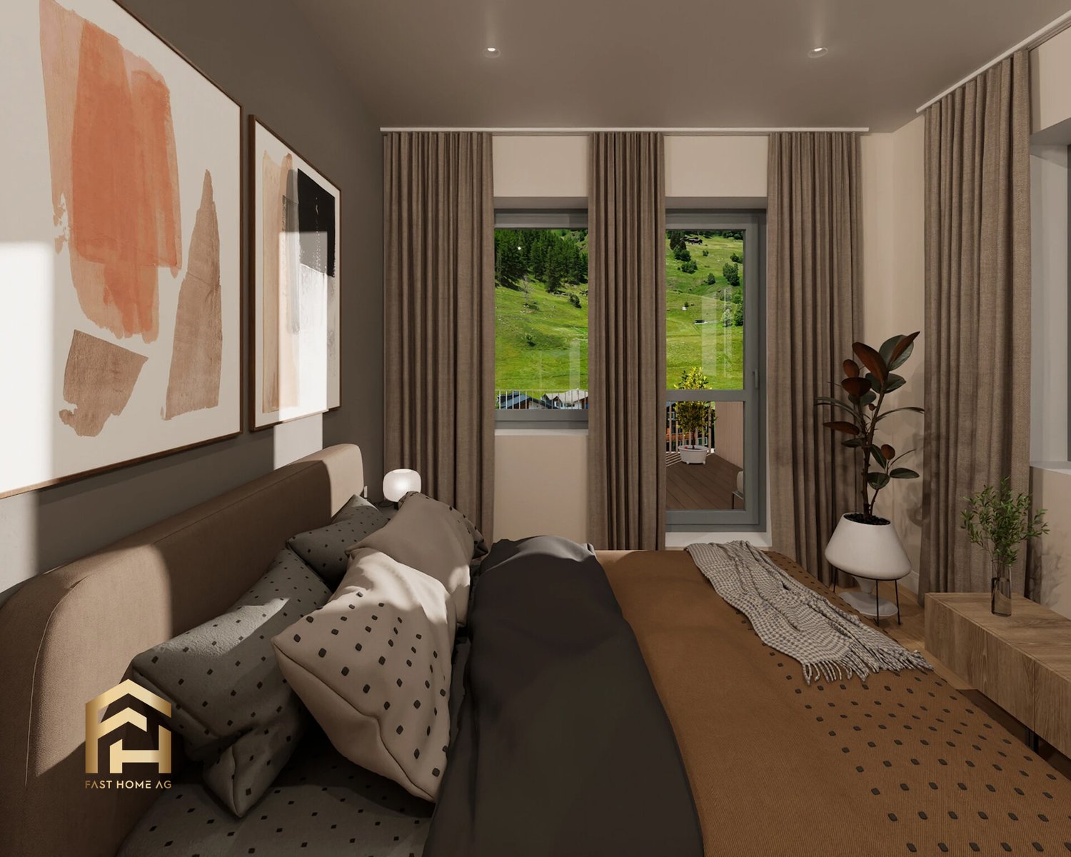 3.5-Zimmerwohnung mit Westausrichtung in Ulrichen - Schlafzimmer