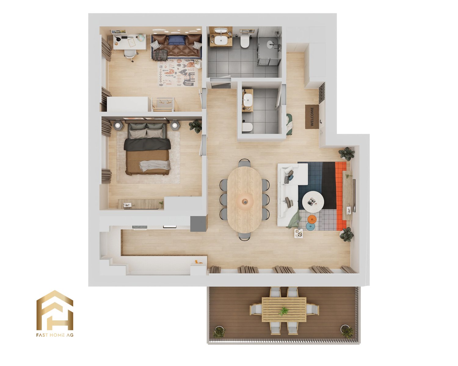 3.5-Zimmerwohnung mit Westausrichtung in Ulrichen - Grundriss