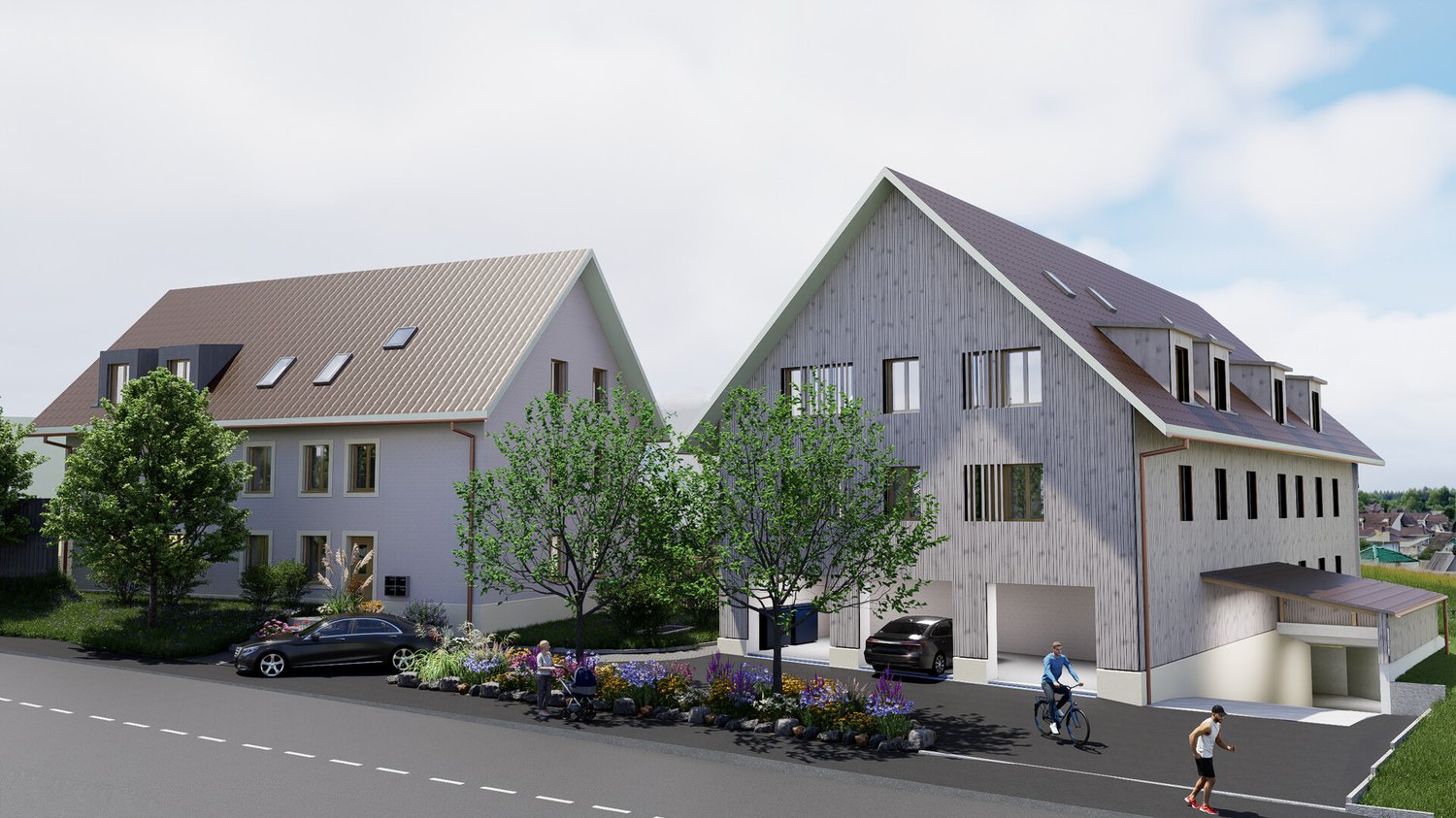 Neubauprojekt! Moderne Eigentumswohnung in Möhlin - Bild Einfahrt grau