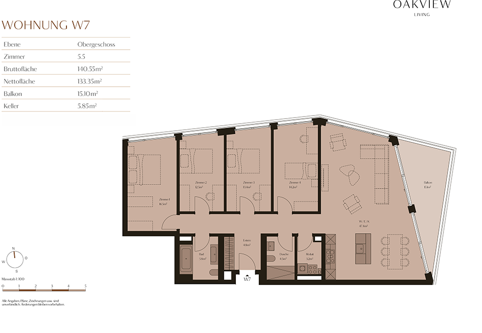 Exklusive, ruhige und moderne Geschosswohnung mit romantischem Balkon und Waldsicht - W7 -  Bild 5