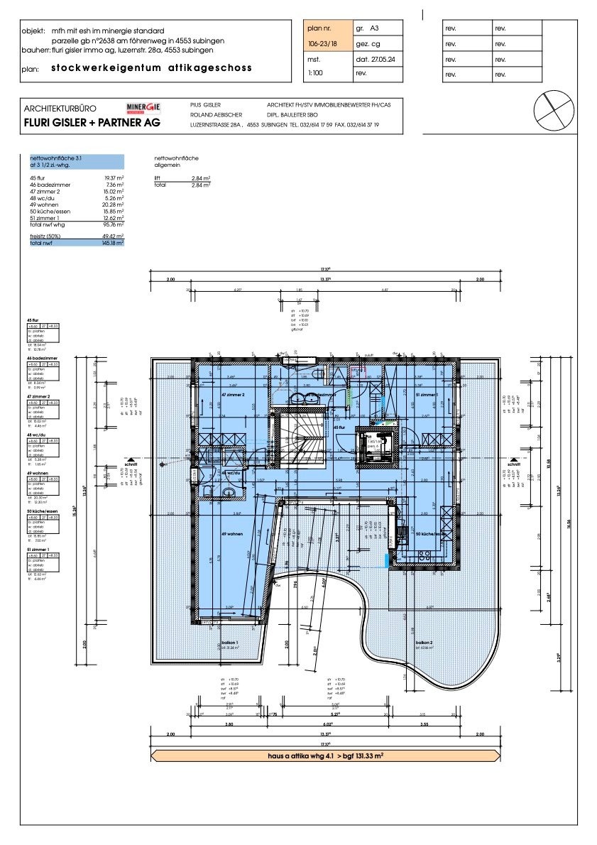 Attraktive 3.5-Zimmer-Dachwohnung im Neubau – Subingen, Föhrenweg 1 -  Bild 9
