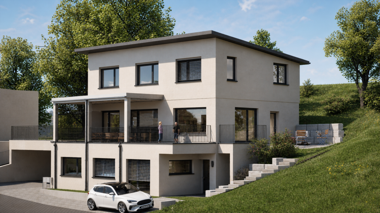 Renditeobjekt oder Generationenhaus Neubau: Modernes 2-Familienhaus in idyllischer Landschaft. -  Bild 3