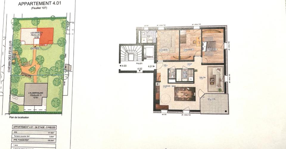 CHEMIN DES FEUILLUS 7 5 PIECES 2ème ETAGE MEYRIN - Appartement 5 pièces - image - 3
