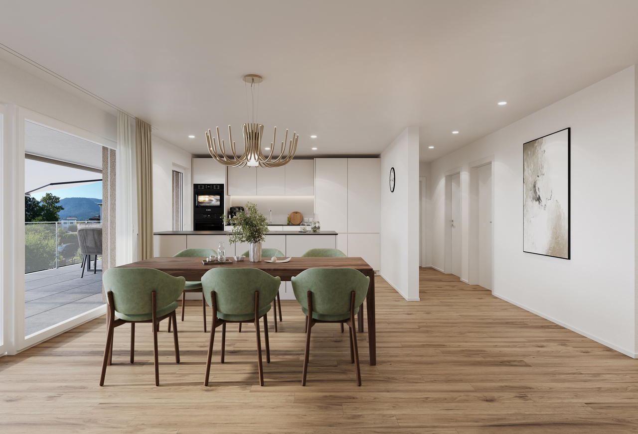 4.5 Z.-Wohnung C/D, im OG, 122m² Netto-Wohnfläche und 38m² Balkon - Essen - Küche
