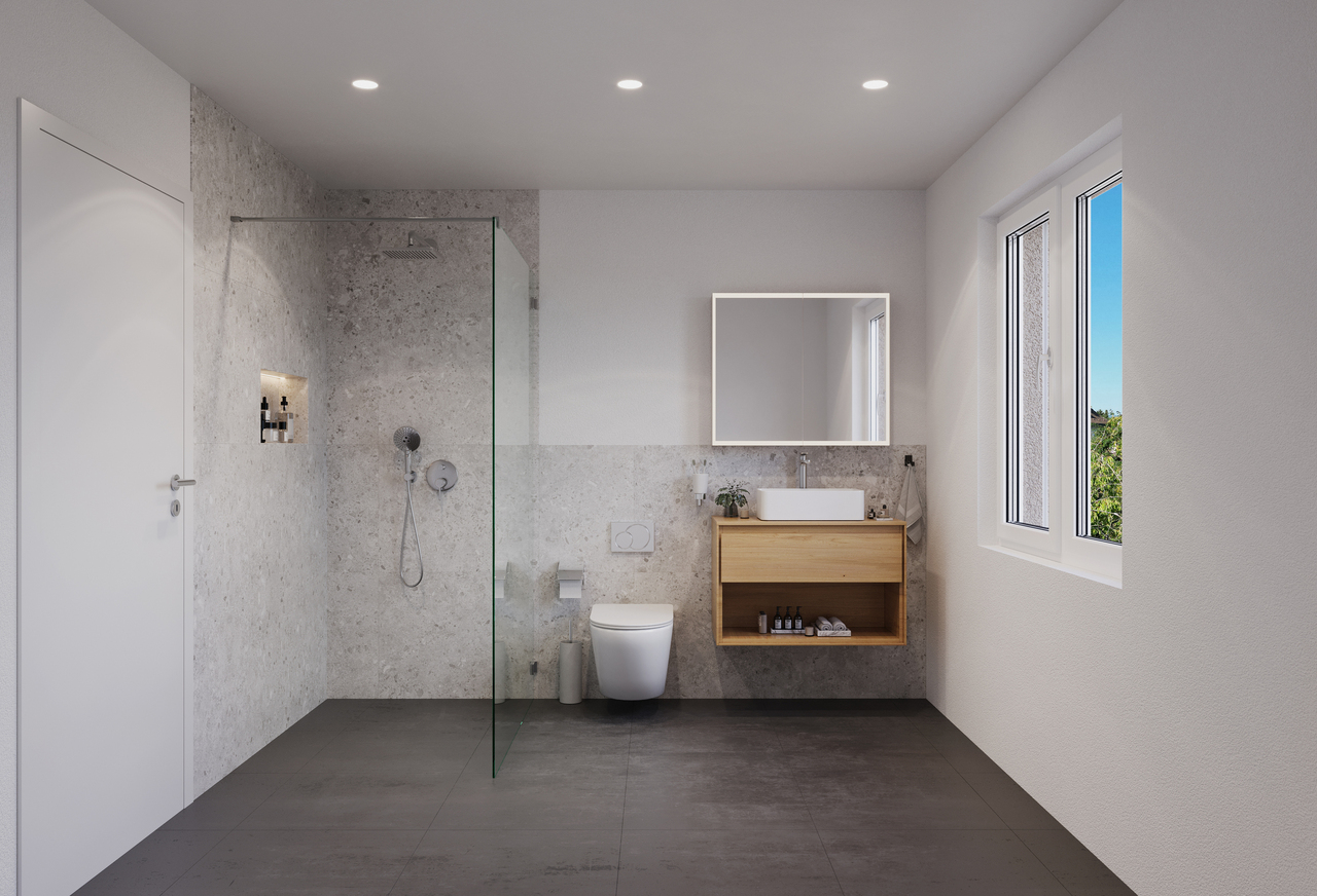 4.5 Z.-Wohnung C/D, im OG, 122m² Netto-Wohnfläche und 38m² Balkon - DUsche - WC