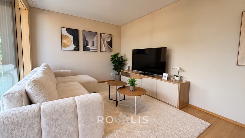 Möblierte 2.5-Zimmer-Wohnung mit Weitblick in Ried-Brig - Wohnzimmer