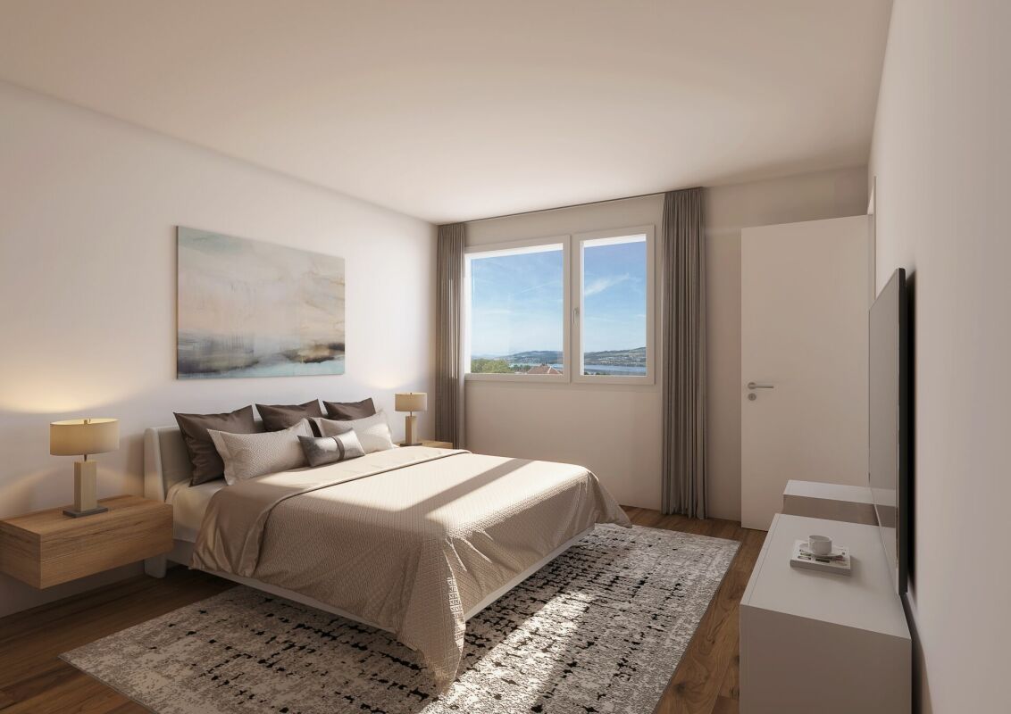 4½-Zimmer-Attikawohnung mit Seeblick - Visualisierung Schlafzimmer