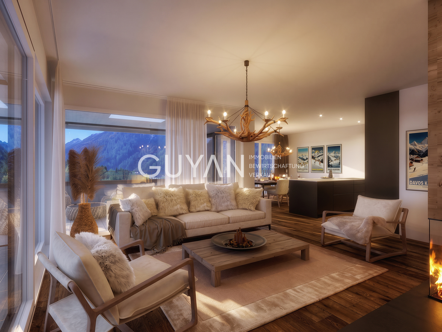 3 1/2- ATTIKA ZWEITWOHNUNG BEGONIE, NR. 1B.32 - Wohnbereich Visualisierung