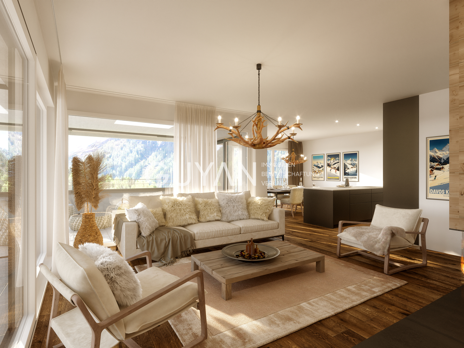 3 1/2- ATTIKA ZWEITWOHNUNG BEGONIE, NR. 1B.32 - Wohnbereich Visualisierung