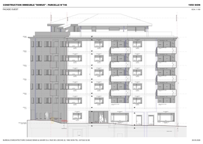Wohnungsquerung 4,5 Zimmer 4. Stock im Zentrum der Stadt Sion in der Nähe des Bahnhofs -  Bild 1