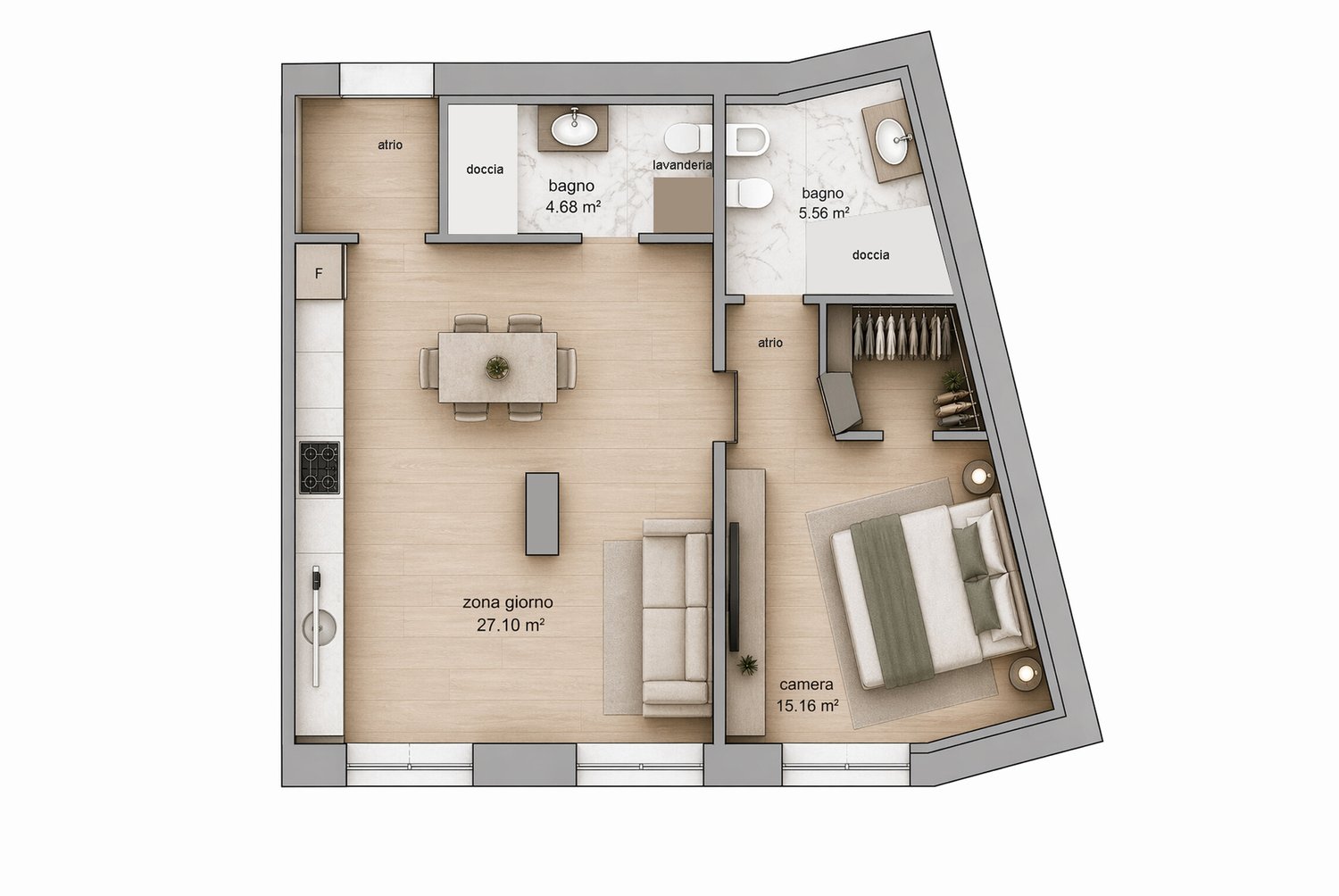 STUPENDO E NUOVO PIED-Ã-TERRE DI 2.5 LOCALI A LUGANO CENTRO -  Bild 5