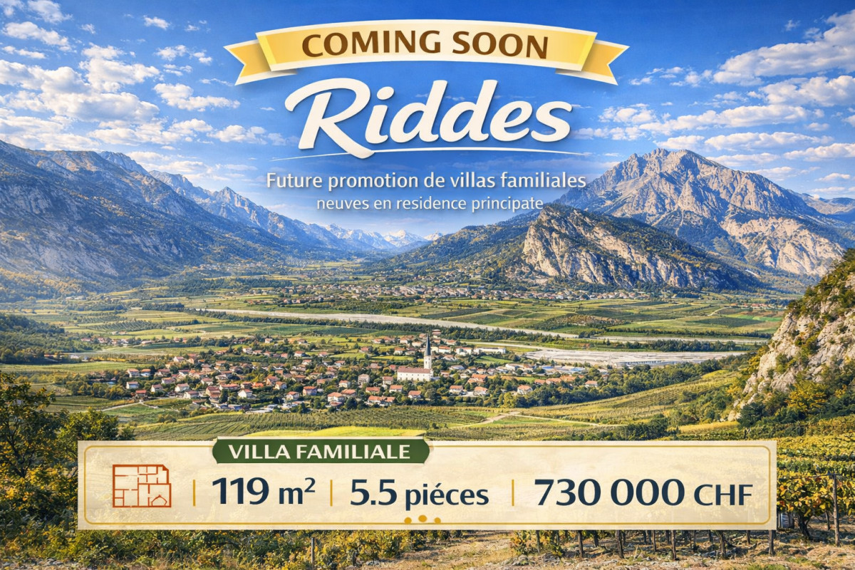 RIDDES – Villas familiales NEUVES – 5.5 pièces – 119 m2 – dès CHF 730'000.- - Bild 1