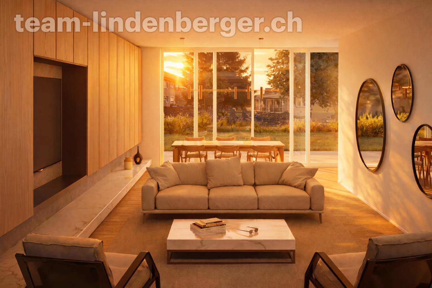 Neubauprojekt 2 Einfamilienhäuser - Visualisierung Wohnbereich