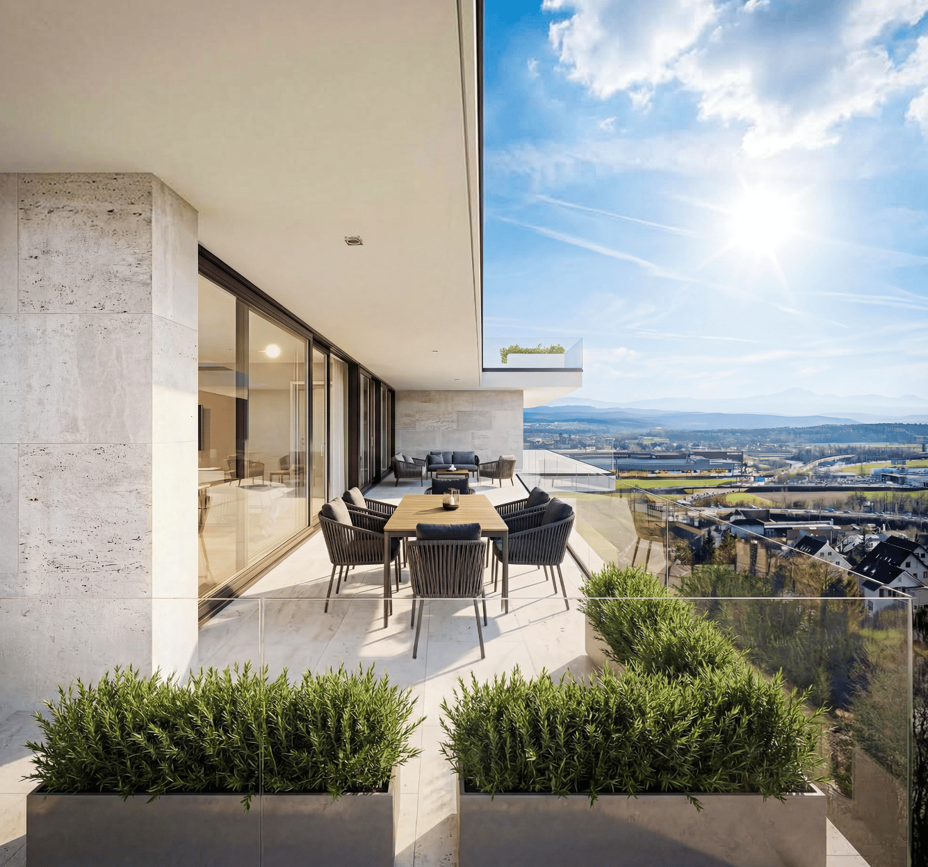 Belvedere Egerkingen – Exklusive Attikawohnung mit atemberaubender Weitsicht und 90 m² Terrasse - Bild 1