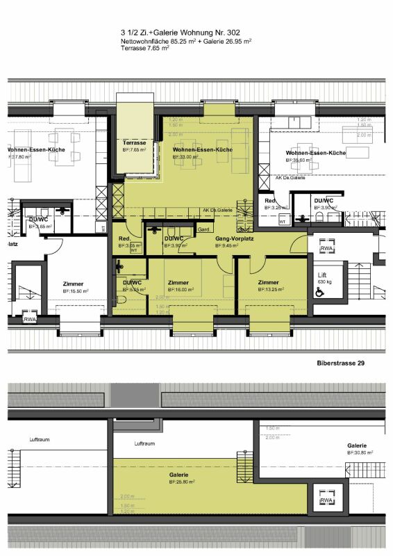privater Rückzugsort «Am Palmenweg»: Eigentumswohnungen mit Balkon, Terrasse oder Garten - 3,5 Zimmer-Attika-Maisonettewohnung mit 112.2 m2 Nettowohnfläche inklusive Galerie, zwei vollausgestatteter Badezimmer, zwei Zimmer plus Terrasse