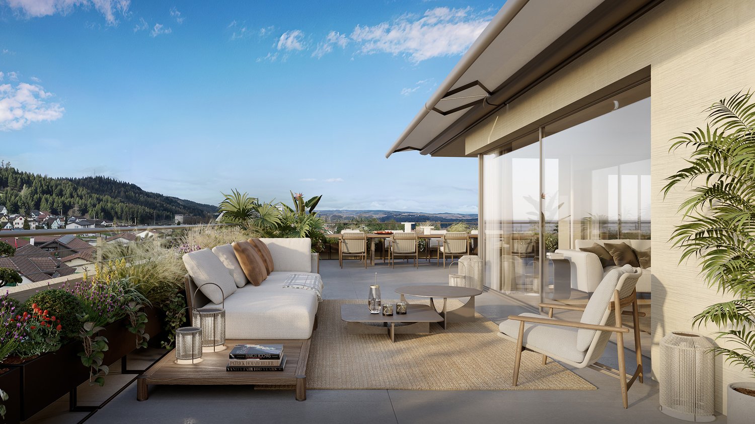 «Wohnpark Längg» - Wohnen und Arbeiten vereint - Visualisierung Terrasse