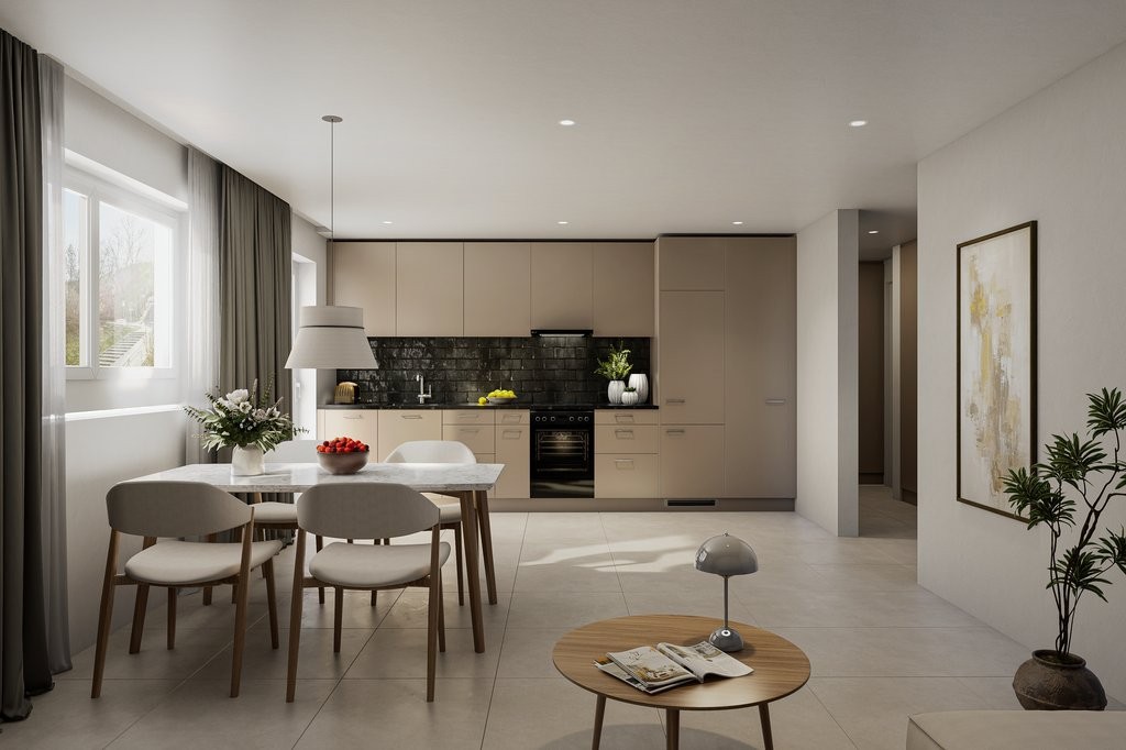 SORA-LIVING: Exklusive Erstvermietung neu sanierter Wohnungen - Küche-/Wohnzimmer