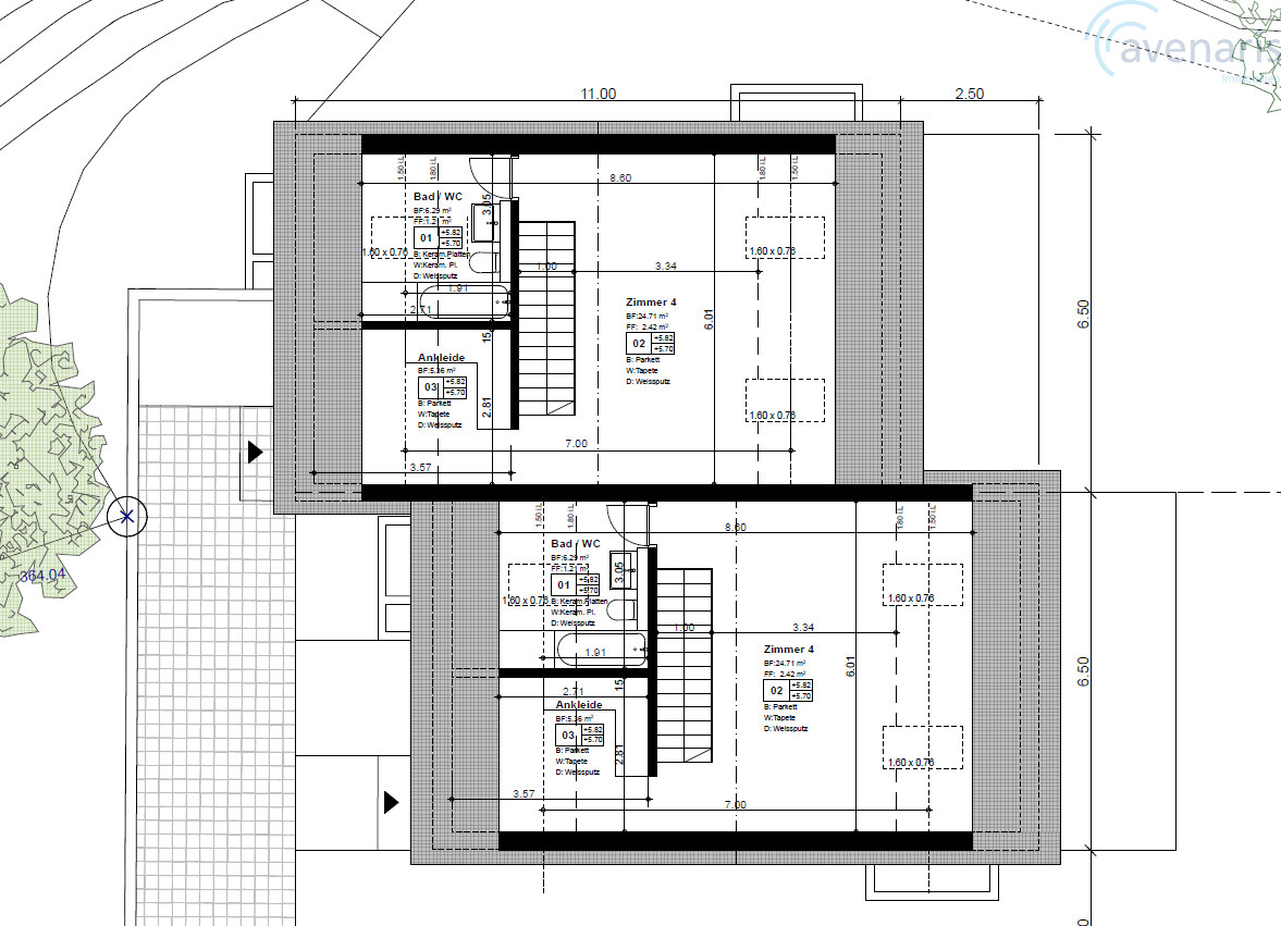 Neubau: moderne und grosszügige Doppeleinfamilienhäuser - Grundriss Dachgeschoss