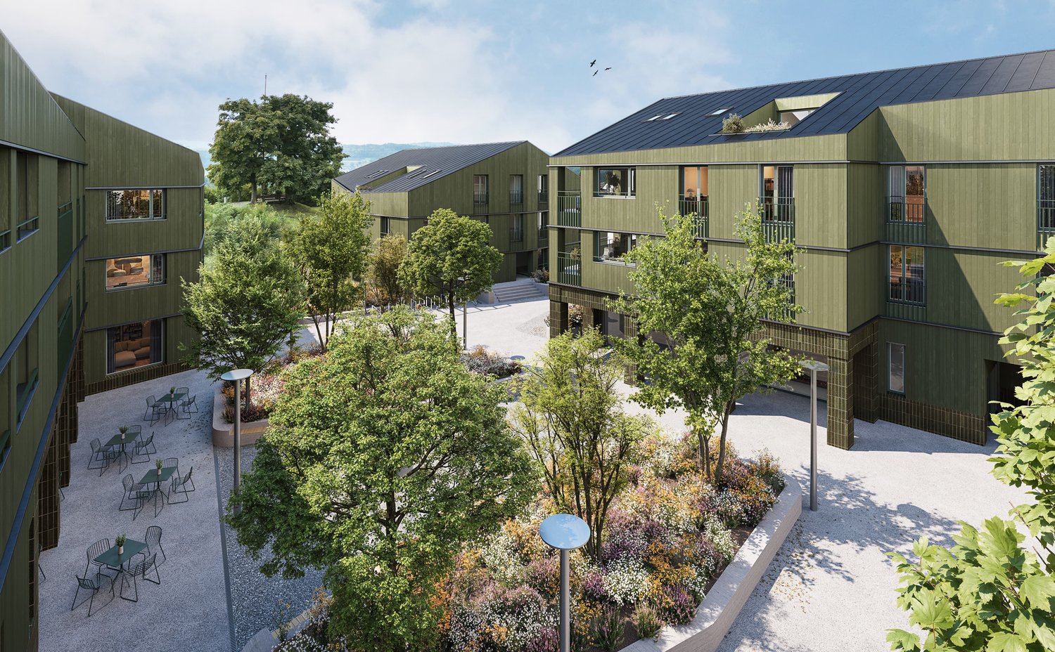 Wohnen im Dorfkern - "Bänkliwiese" Oberrohrdorf - Aussenvisualisierung Innenhof