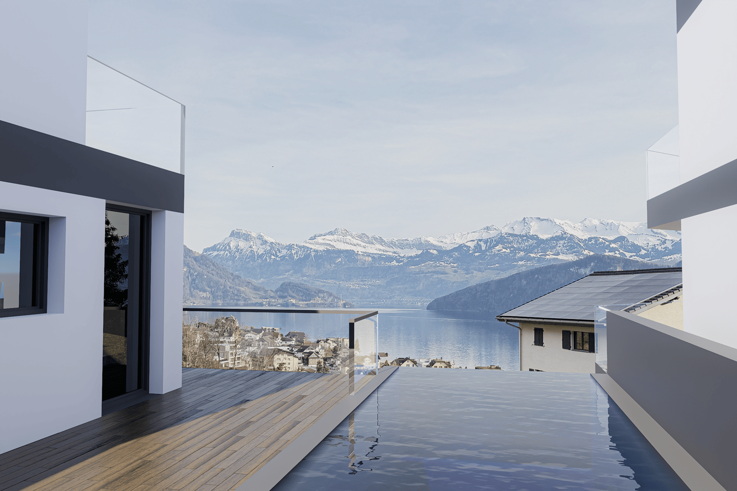 Neubau mit Seesicht! - Pool mit Weitsicht