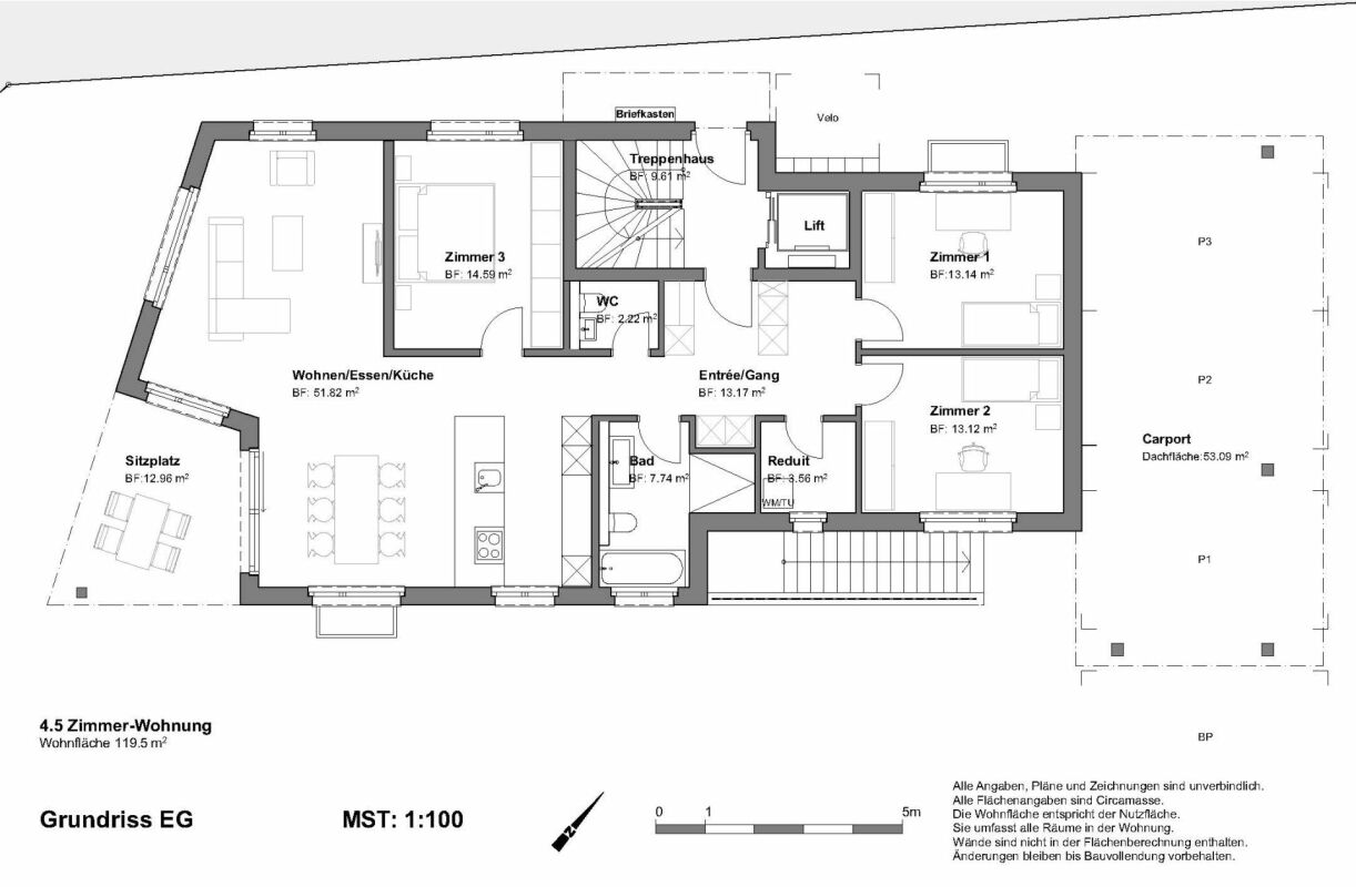 4.5 Zimmer-Wohnung mit Garten -  Bild 5