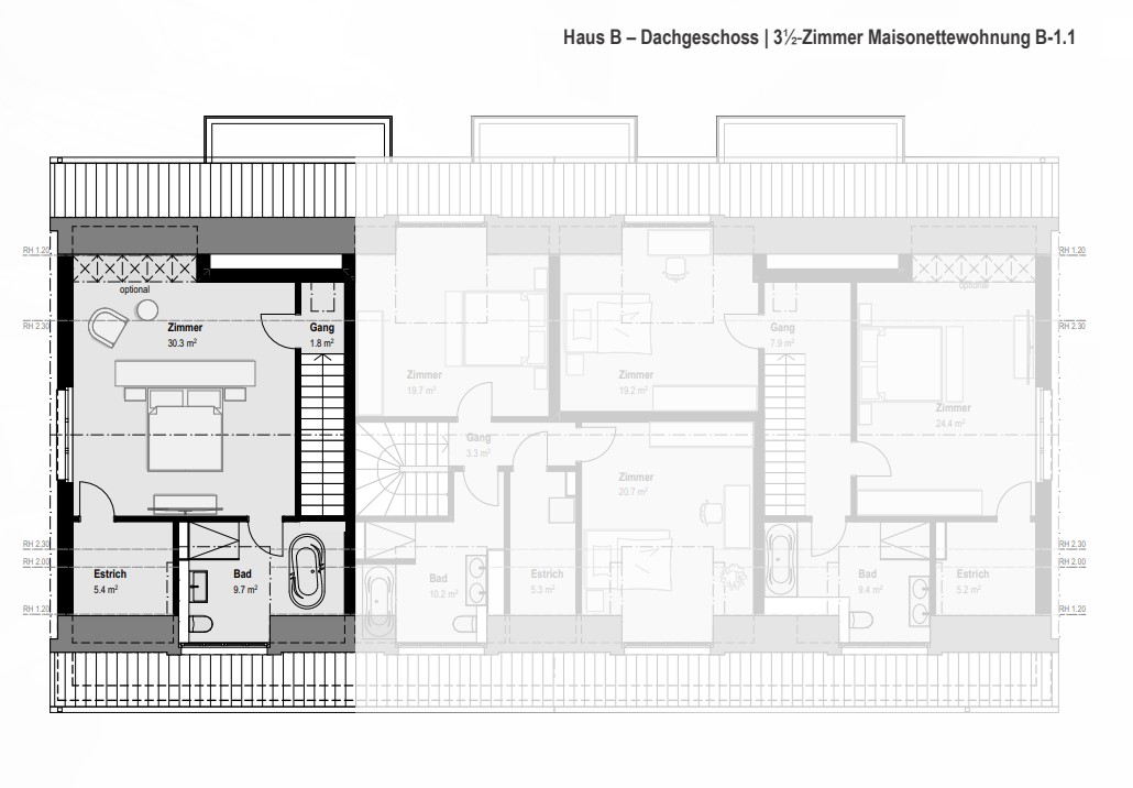 Traumwohnung für Singles & Paare : 3,5-Zimmer-Maisonette-Wohnung mit Wintergarten. B-1.1 - Bild 8