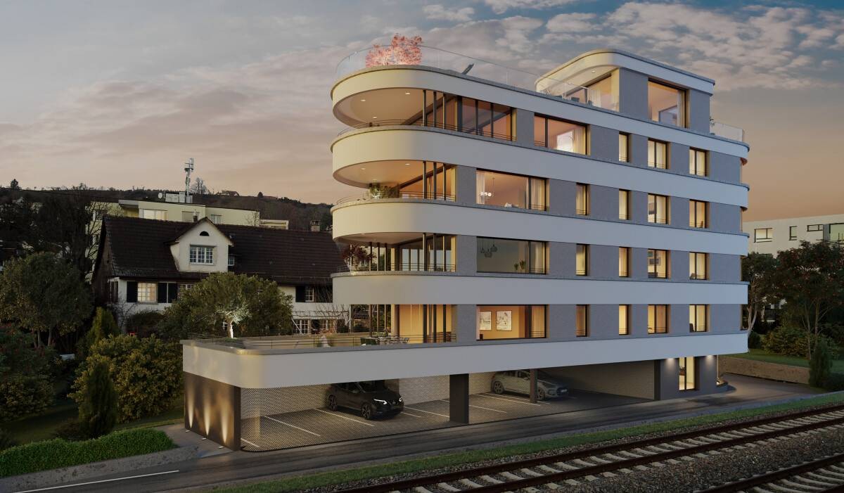 Baubewilligung Erteilt, 4.5 Zimmerwohnung im 2. Obergeschoss - Ansicht Liegenschaft Seesteite