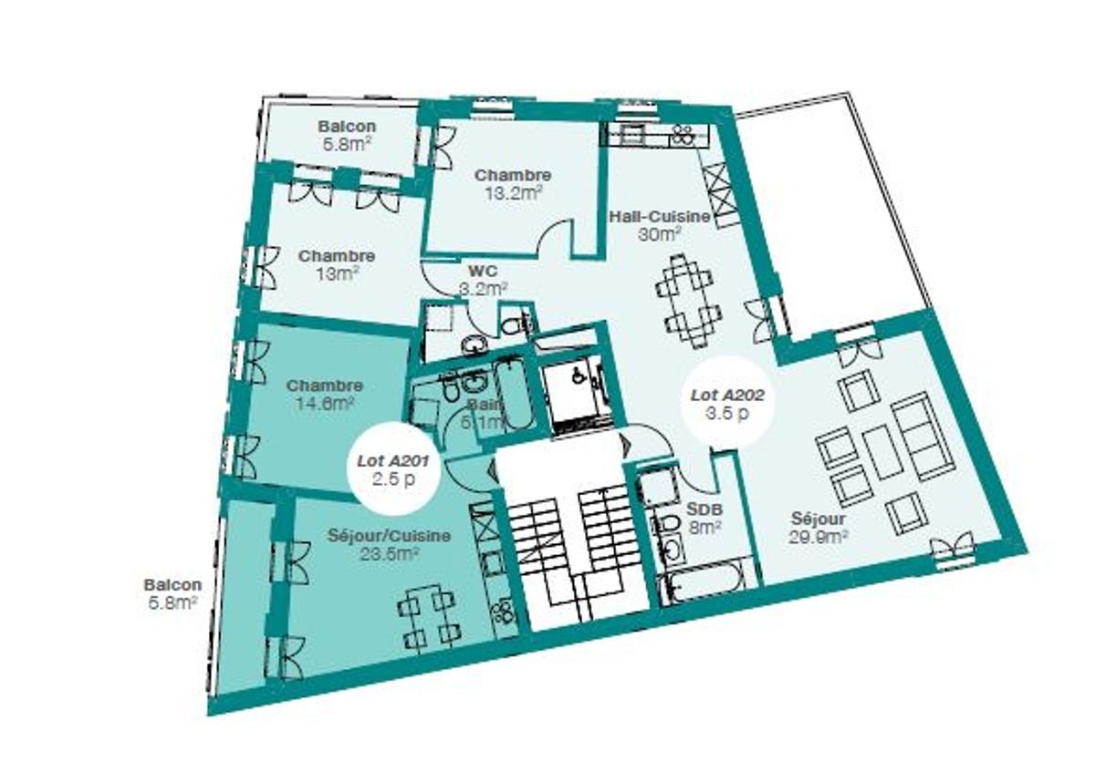 3.5 pièces neuf avec vue lac. Standing, lumière et cadre UNESCO -  Bild 6