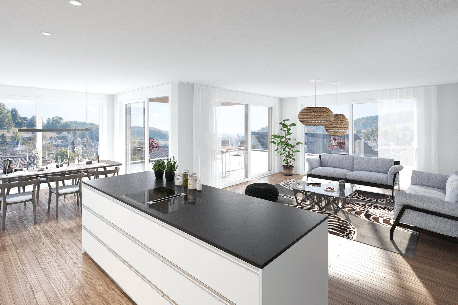 nur noch zwei bezugsbereite Garten-wohnungen verfügbar / MFH Lärchenstrasse - Wohnzimmer Attikawohnung