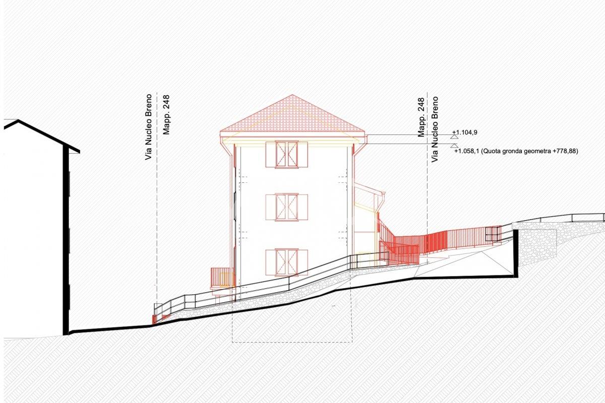 Terreno con Progetto Autorizzato per Bifamiliare – Breno - Facciata Est