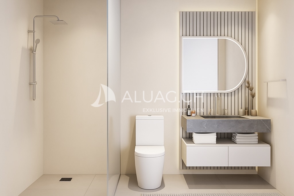 NEUBAUPROJEKT PANORAMA - Die Badezimmer strahlen Modernität und architektonische Eleganz aus