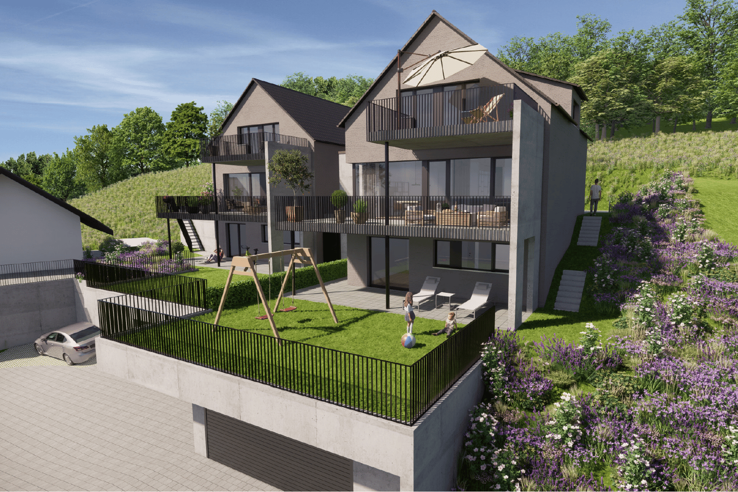 Grosszügige  Einfamilienhäuser mit Liftanlage am Südhang im steuergünstigen Auenstein -  Bild 3