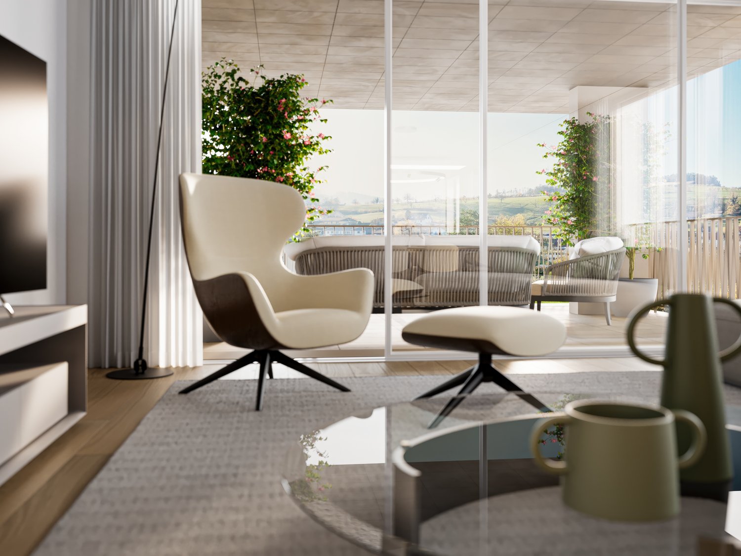 «Türle» in Herznach - familienfreundlich Leben im Grünen - Innenvisualisierung Wohnzimmer Close-Up