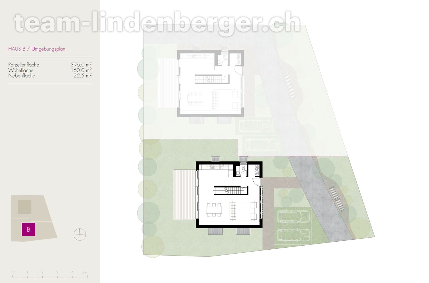 Neubauprojekt 2 Einfamilienhäuser - Umgebungsplan Haus B