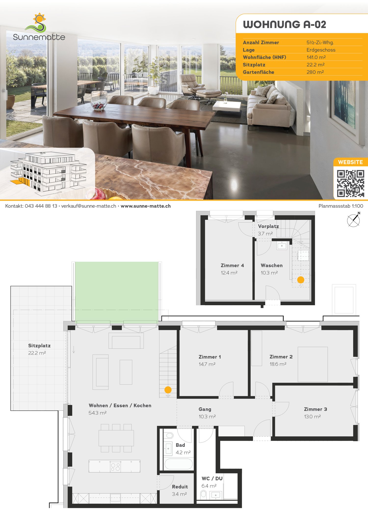 Moderne 4.5-Zimmer-Wohnung mit 150 m2 Gartenanteil -  Bild 3