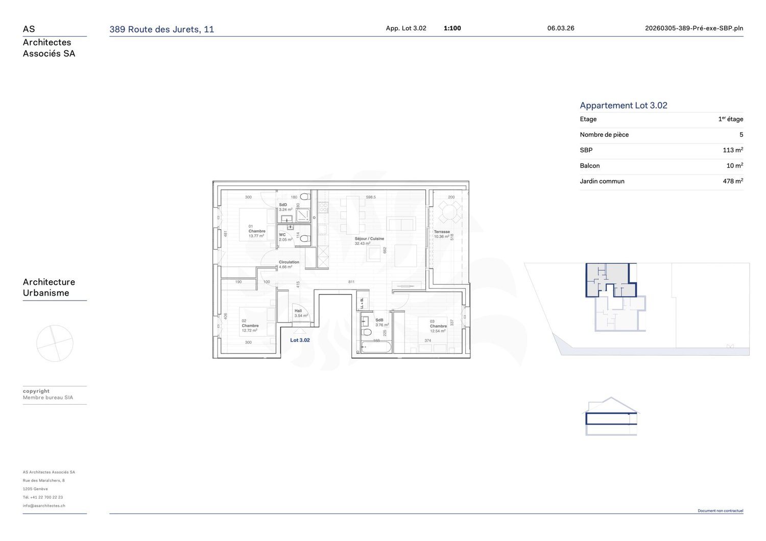 Appartement 5P au 1er étage, 11, route des Jurêts à Choulex - Bild 13