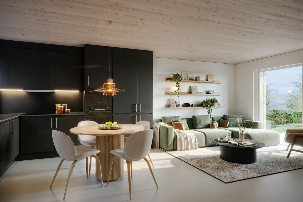 privater Rückzugsort «Am Palmenweg»: Doppeleinfamilienhäuser mit Garten - Offenes Wohnen/Essen/Kochen im Doppel-Einfamilienhaus mit Terrasse und eigenem Garten