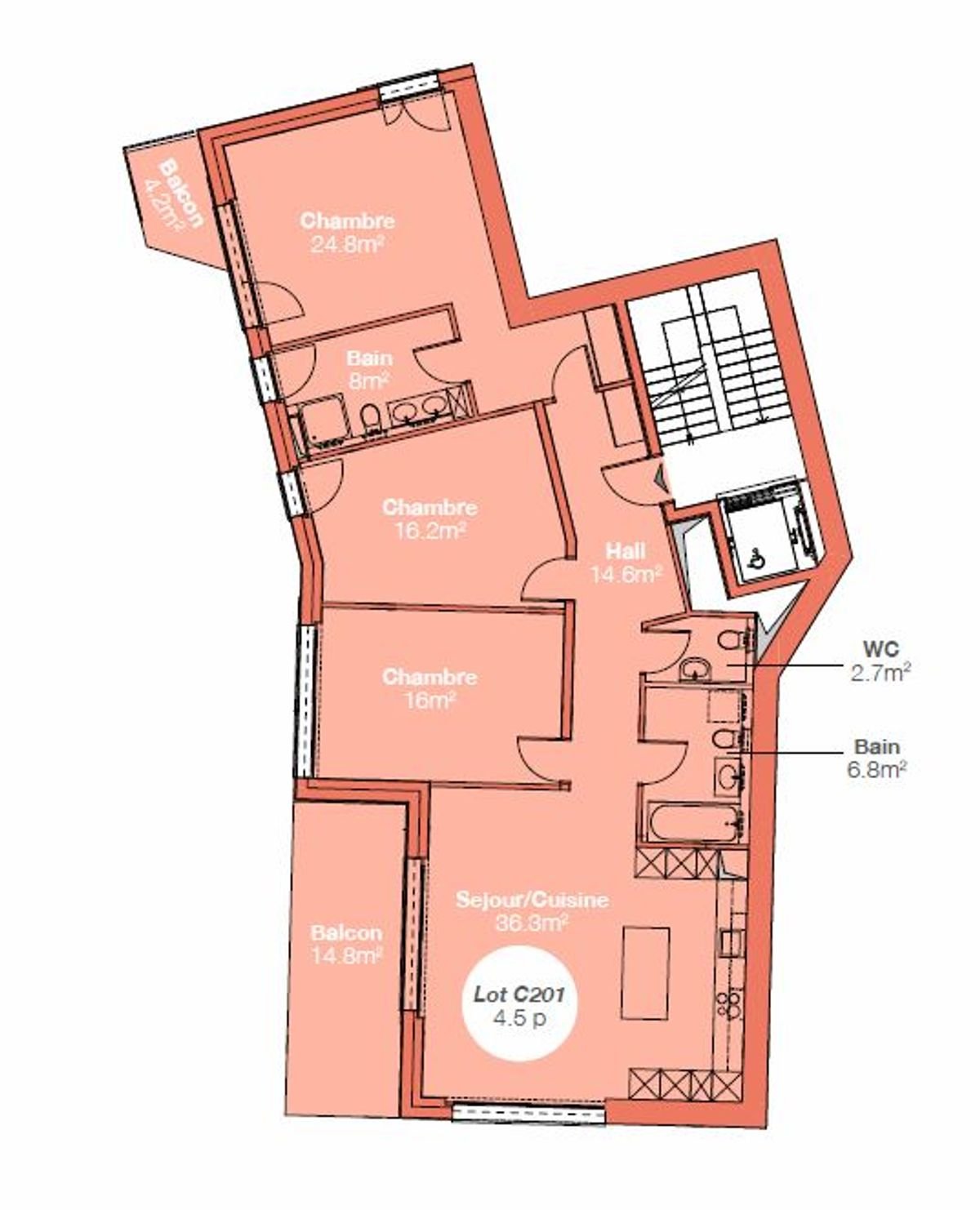 Superbe appartement neuf, grande surface, vue lac et balcon généreux -  Bild 6