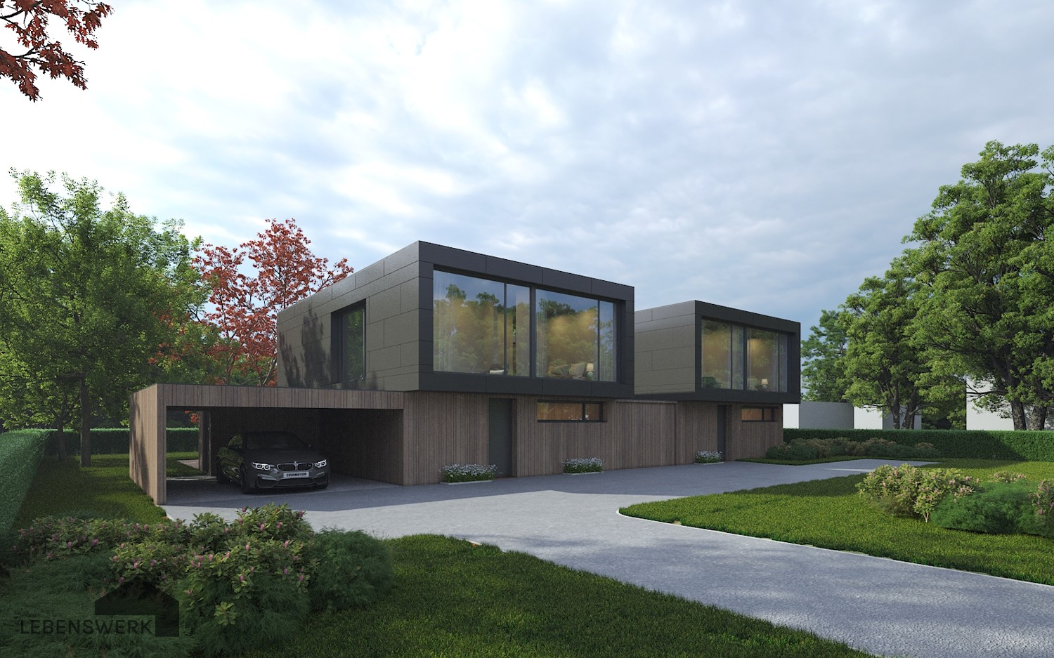 NEUBAU EFH B mit Keller, Garage & Carport - Scherzingen TG - Objektansicht Zufahrt