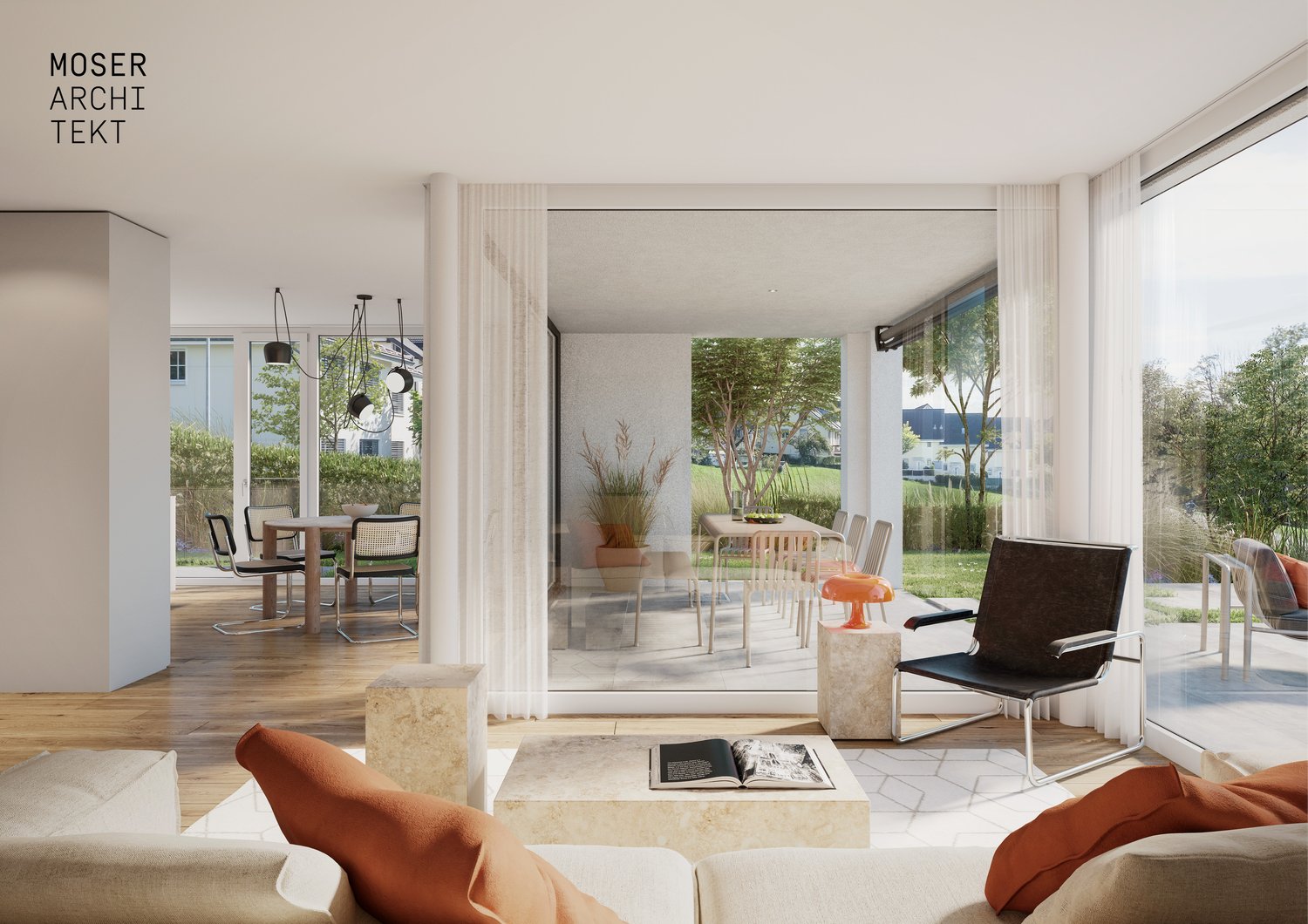 «LIORA» in Remetschwil - Natur. Weitsicht. Zuhause - Innenvisualisierung Wohnzimmer