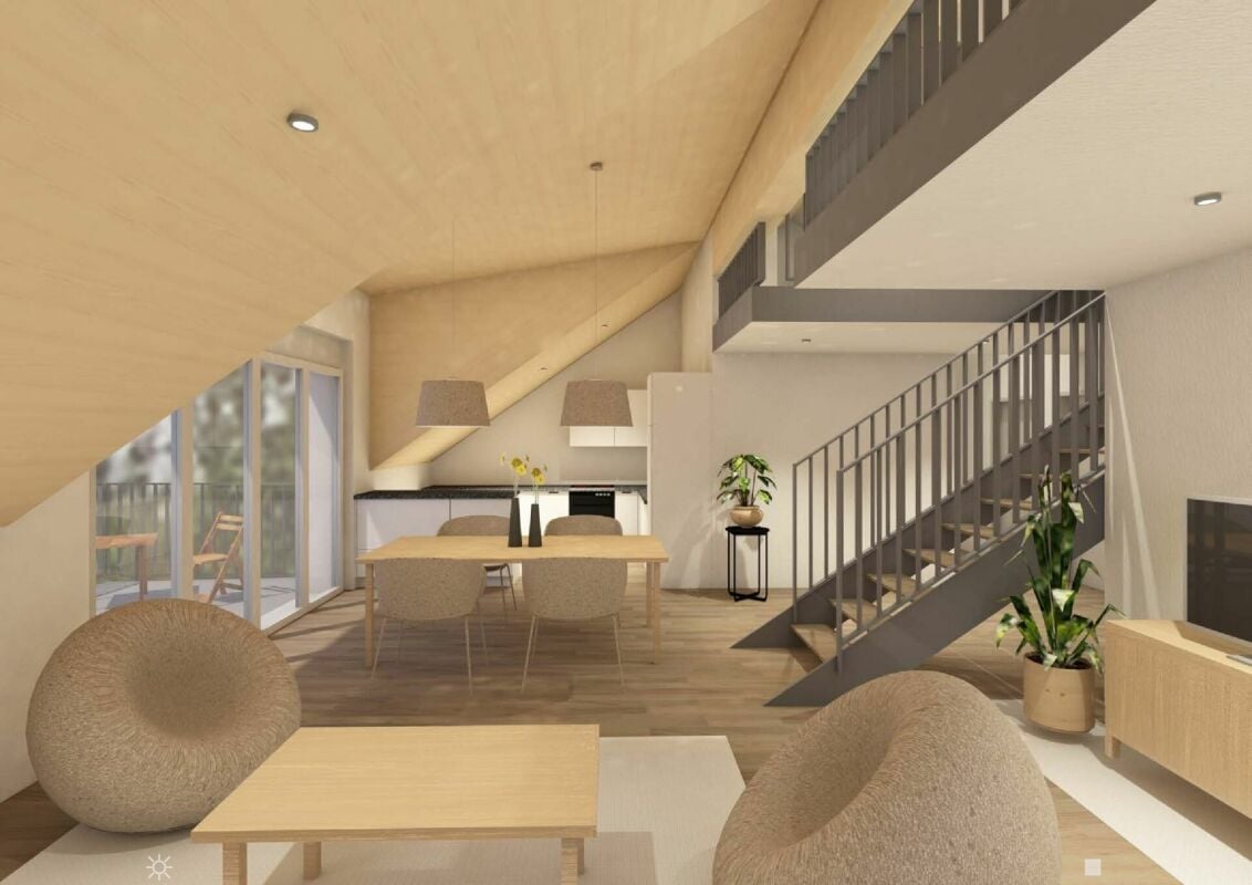 4.5-Zimmerwohnungen im Dachgeschoss mit zusätzlicher Galerie - Dachgeschoss Wohnzimmer