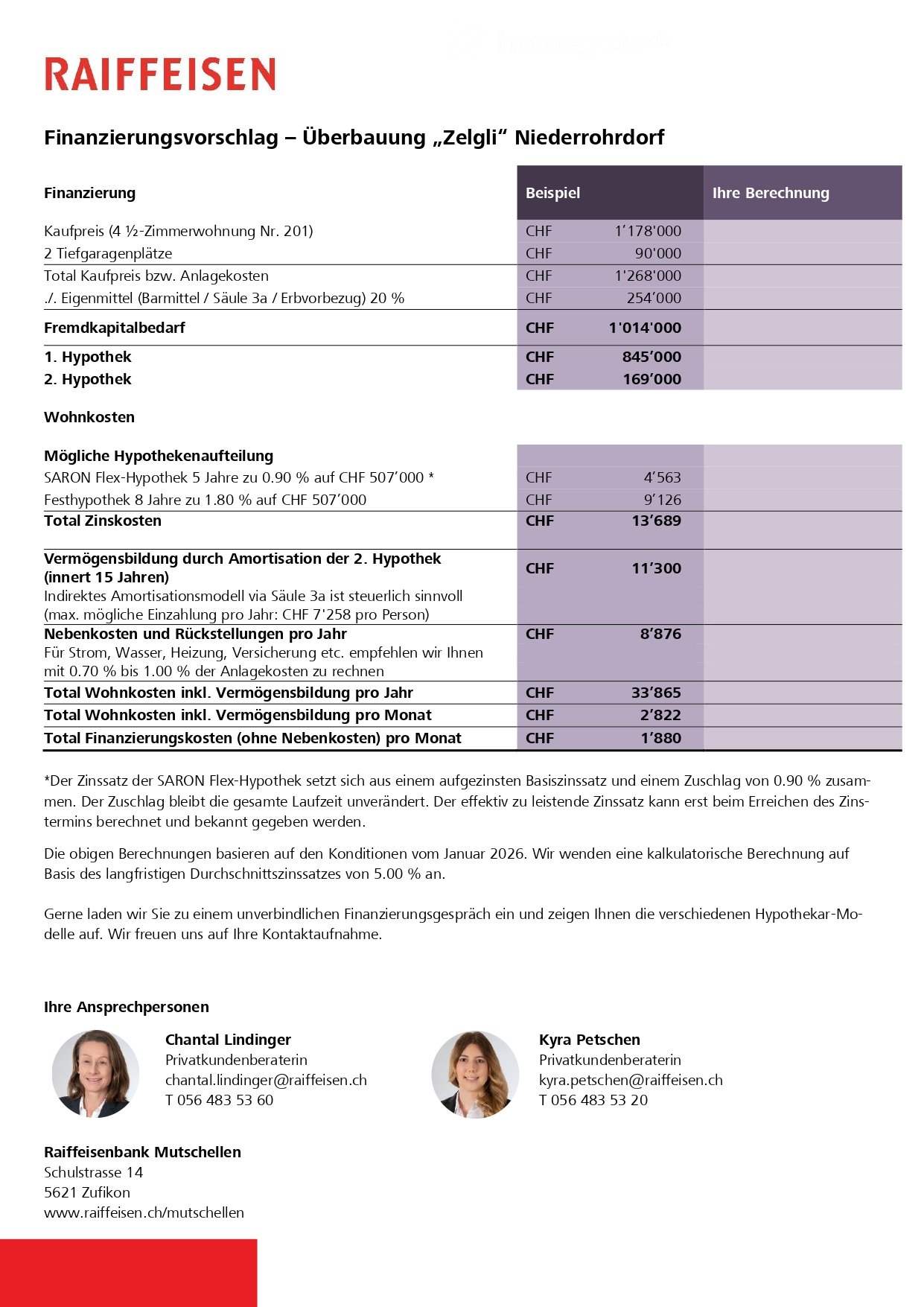 Moderne 4.5-Zimmer-Neubau-Wohnung mit Balkon und Garage in Niederrohrdorf - Bild 5